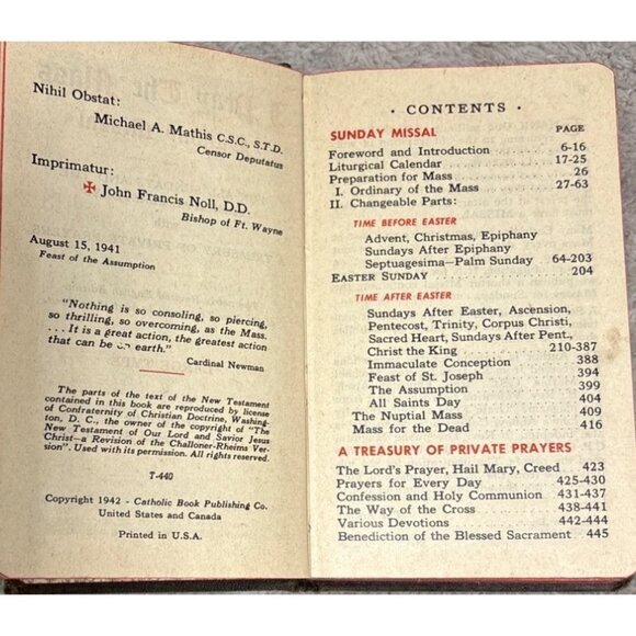 I Pray The Mass Sunday Missal Father Hoever Large Type Edition Hardcover 5" 1942 - Picture 7 of 16